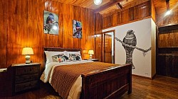 Habitación Trogón – Buglas Birding Lodge, hostería en Limón Indanza con diseño en madera y vista al bosque