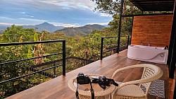 Balcony view from Buco Suite at Buglas Birding Lodge in Limón Indanza Amazon